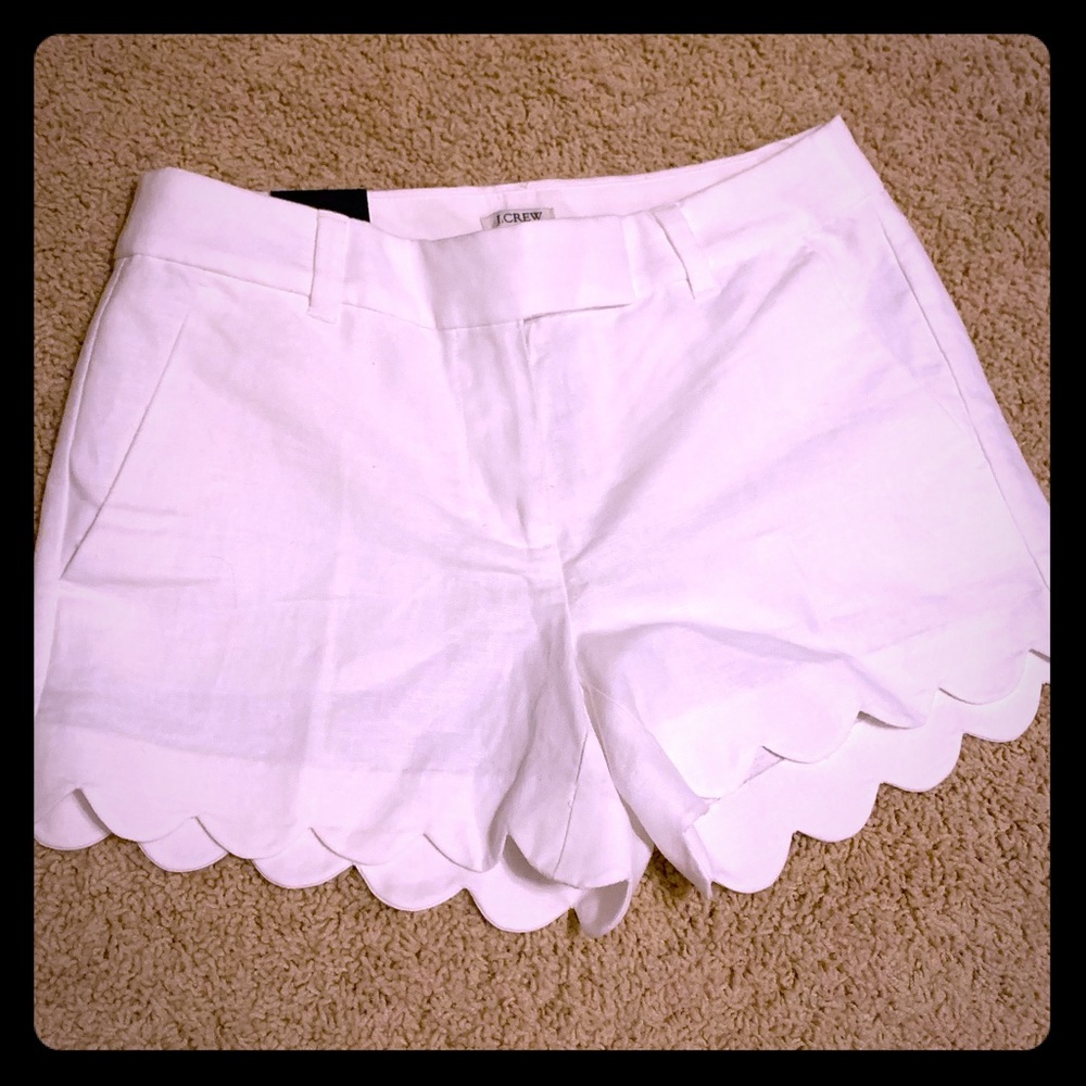 NWT J.Crew Scalloped Hem White Shorts 4”